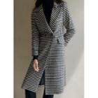 Double-button Checked Coat