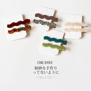 Set Of 2: Wavy Resin Hair Clip (various Designs)