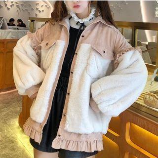 Corduroy Panel Button Coat
