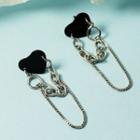 Heart Chained Drop Earring 1 Pair - Black - One Size