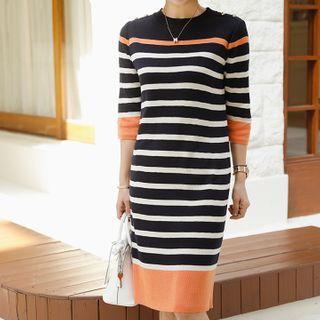Striped H-line Knit Dress