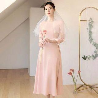[the Marriage] Satin-trim Long Flare Dress