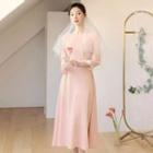 [the Marriage] Satin-trim Long Flare Dress