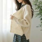 Slit-side Rib-knit Cardigan