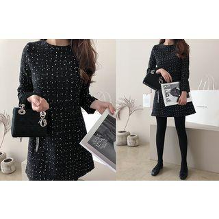 Round-neck Tweed A-line Dress