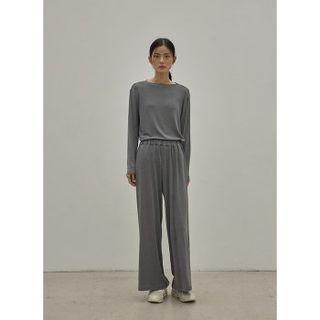 Band-waist Wide-leg Sweat Pants