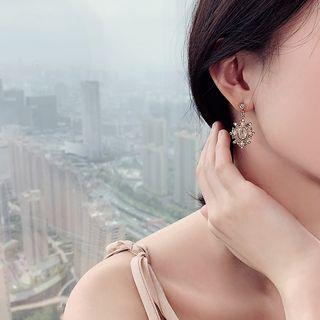 Faux Pearl Rhinestone Moon Dangle Earring As Shown In Figure - One Size
