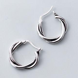 925 Sterling Silver Twisted Hoop Earring 1 Pair - S925 Silver - One Size