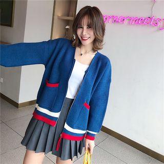 Contrast Panel Knit Zip Jacket