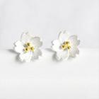 925 Sterling Silver Sakura Earring 1 Pair - Gold & Silver White - One Size