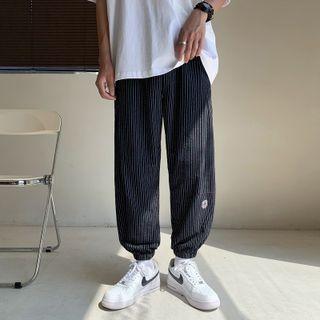 High-waist Striped Two Tone Straight-cut Pants