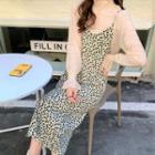 Spaghetti Strap Floral Dress / Long-sleeve Top