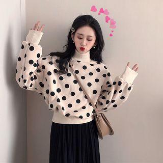 Loose Fit Dot Print Turtleneck Sweatshirt
