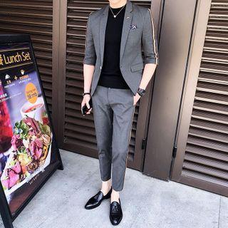 Contrast Detail Short-sleeve Blazer / Dress Pants / Set