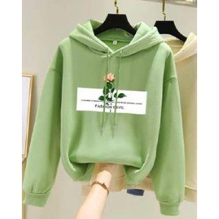 Lettering Drawstring Hoodie / Camisole Top