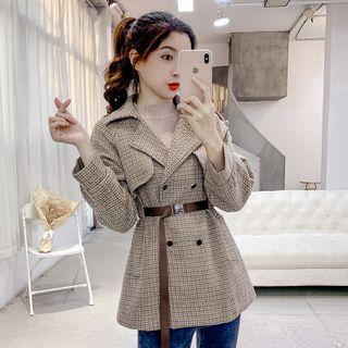 Double Breasted Houndstooth Jacket