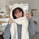 Bear Ear Hooded Scarf White - One Size