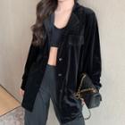 Velvet Long-sleeve Loose-fit Shirt