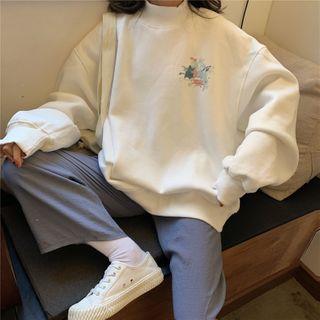 Printed Oversized Mock-neck Sweatshirt