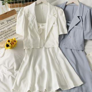 Set: One-button Light Blazer + Sleeveless Mini Dress