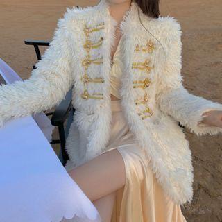 Faux Fur Jacket White - One Size