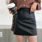 A-line Faux-leather Skirt