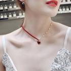 Asymmetric Faux Pearl Heart Choker Necklace As Shown In Figure - One Size