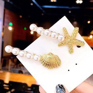 Set Of 2: Faux-pearl Hair Clip Set Of 2 - One Size
