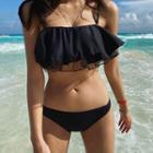 Lace Up Ruffle Swimsuit