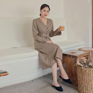 Herringbone Woolen Coatdress