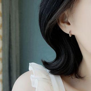 925 Sterling Silver Geometric Open Hoop Earring