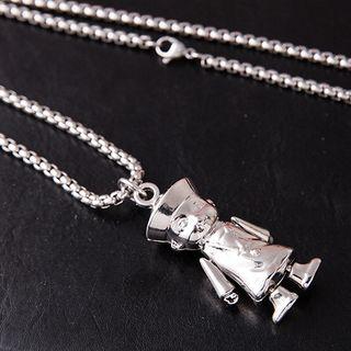 Stainless Steel Zombie Pendant Necklace Silver - One Size