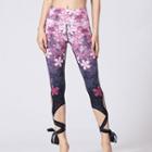Printed Lace-up Cropped Yoga Pants