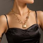 Lock Pendant Chain Necklace 1 Pc - Nz1058 - Lock Pendant Chain Necklace - Gold - One Size
