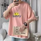 Cartoon Sun Print Short-sleeve T-shirt