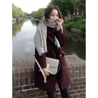 Snap Closure Wool-blend Coat