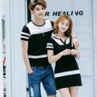 Couple Matching Two-tone Short-sleeve T-shirt / Mini Sheath Dress