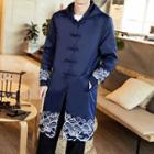 Print Hooded Frog-button Coat