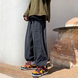 Lettering Embossed Corduroy Sweatpants