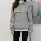 Hooded Zip-front Napped Pullover