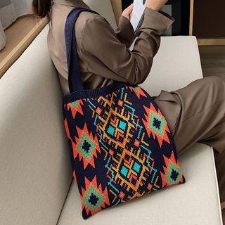 Argyle Knit Shopper Bag
