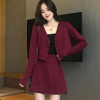 Set: Cropped Cardigan + Mini A-line Skirt