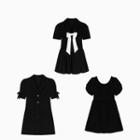 Bow Detail Short Sleeve Dress / Round Neck Short Sleeve Dress / V-neck Short Sleeve Dress