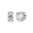 Fashion Bright Geometric Earrings With Purple Cubic Zircon Silver - One Size