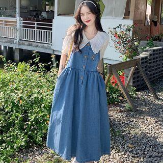 Denim Midi A-line Overall Dress / Blouse