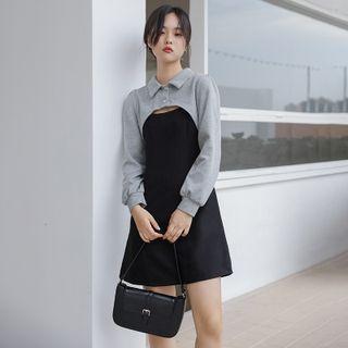 Set: Strappy A-line Dress + Shrug