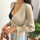 Rib-knit Wrap Top