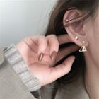 Faux Pearl Triangle Stud Earring 1 Pair - 925 Silver - Triangle Earrings - Gold - One Size