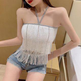 Halter-neck Fringed Crop Top