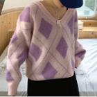 Argyle Sweater Purple - One Size
